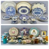 CHINA & CERAMICS, A MIXED COLLECTION - including blue and white transfer decorated plates, a Raynaud