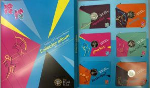 LONDON 2012 OLYMPIC SPORTS COIN COLLECTION - complete set of 29 x 50p pieces along with the rare