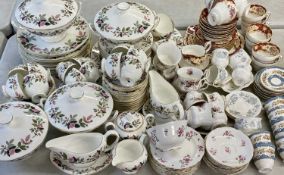 WEDGWOOD 'ROSE' DINNER & TEA SERVICE - to include four circular two-handled tureens and covers,