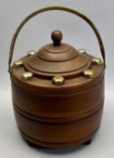 COPPERED CAST IRON STAIR CLIPS, a collection, 28, a turned wooden ice bucket with metal fittings and