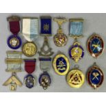 MASONIC INTEREST HALLMARKED SILVER & OTHER JEWELS - six and six respectively, to include a