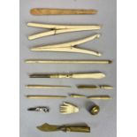 TRENCH ART, Stanhope lens dip pen and other bone collectables, ETC, the Trench Art fashioned as a