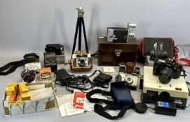CAMERAS & EQUIPMENT including a Cannon EOS 650 SLR camera, vintage leather cased Agfa camera, a