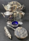 EPNS & WHITE METALWARE - a mixed quantity to include a matched four piece tea service, 31cms