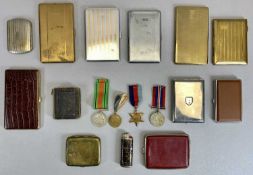 UNMARKED WORLD WAR II MEDALS, white metal and other cigarette cases collection, ETC