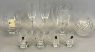 DARTINGTON CRYSTAL - pair of Rachael wine glasses, boxed, pair of party glasses, boxed, pair of shot