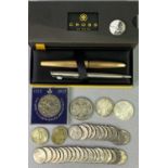 WORLD COINS & COMMEMORATIVES GROUP with a boxed gilt metal Cross ballpoint pen and one other to