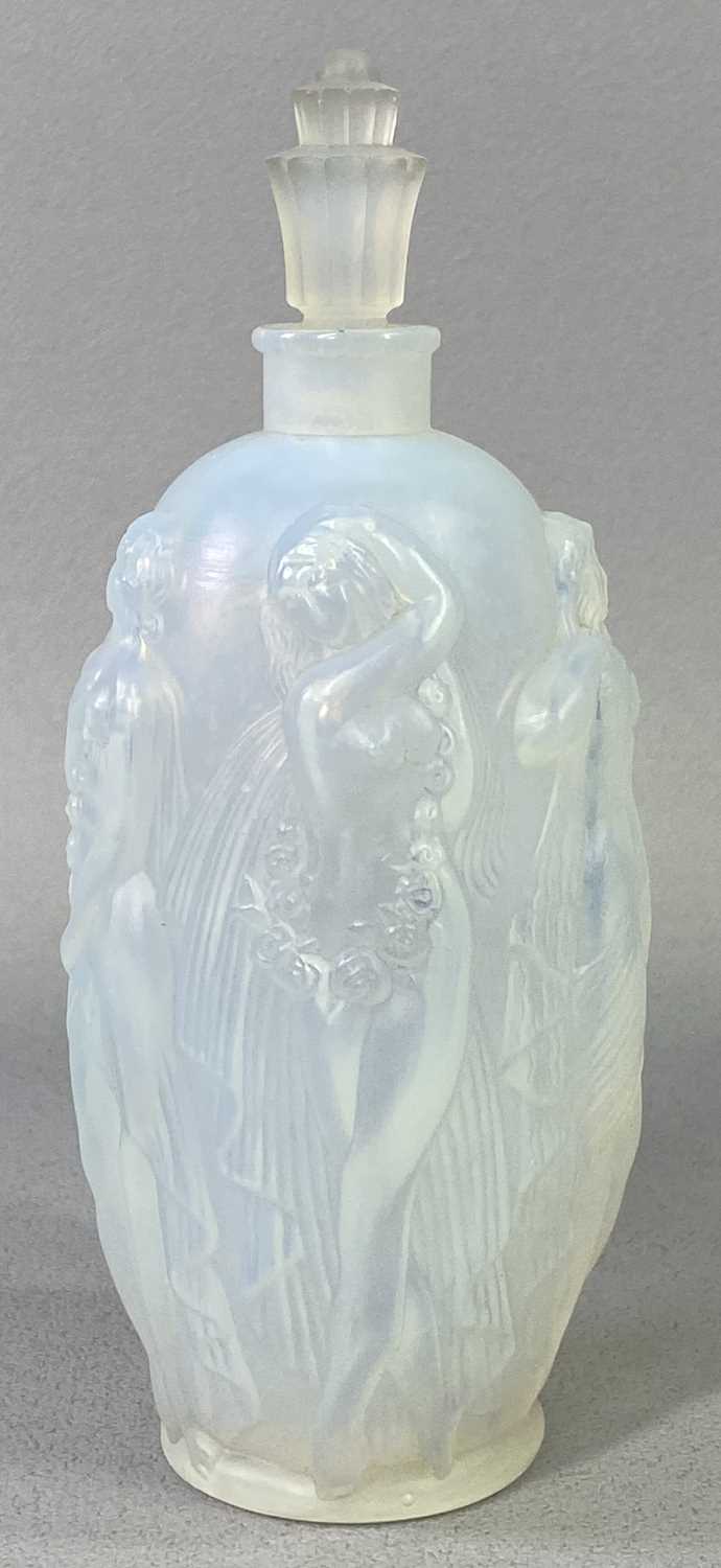 SABINO OPALESCENT GLASS SCENT BOTTLE WITH STOPPER - moulded depicting five various classical style