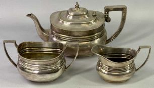 4 PIECE EPNS TEA SERVICE of plain oval form, EPNS circular two-handled punch bowl, 29cms diameter