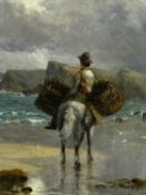 MARY KATE BENSON (Irish 1842 - 1921) oil on canvas - titled 'The Seaweed Gatherer Connemara