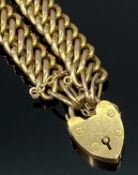 9CT GOLD DOUBLE TWIST HOLLOW LINK BRACELET - with padlock clasp and safety chain, 18cms approx L,