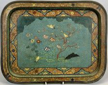 JAPANESE MEIJI PERIOD CLOISONNE SERVING TRAY - back and front decorated with central panels of birds