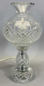WATERFORD CRYSTAL CUT GLASS TABLE LAMP & SHADE - of circular form, 31cms H