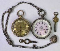 LADY'S VINTAGE FOB WATCHES (2) - the case interiors stamped 'K18' and '0.935', the gold example with