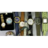 GOLD PLATED & OTHER LADY'S & GENT'S WRISTWATCHES GROUP to include a Rotary alarm with leather strap,