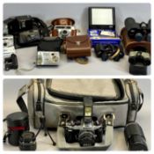 CAMERAS & ACCESSORIES including Nikon FA SLR camera with three lenses, a vintage Agfa camera in