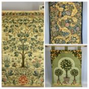 REPRODUCTION TAPESTRY WALL HANGINGS (3) - French Topiary, 84 x 67cms, William Morris Owl and Pigeon,