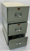 VETERAN SERIES STEEL CARD DRAWERS (3) - pattern No 646338, 17cms H, 27cms W, 40cms D