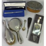MIXED SILVER DRESSING & OTHER TABLEWARE - to include a matching hand mirror and brush, Birmingham