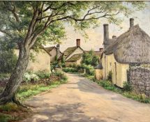 F G TROTT oil on canvas, title verso - 'Bossington Somerset', signed lower left, 45 x 55.5cms