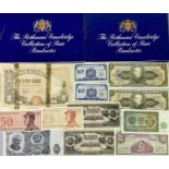 WORLD BANK NOTES - a collection of 12, along with two Rothmans Cambridge Collection of rare