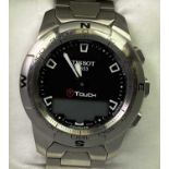 TISSOT T TOUCH STAINLESS STEEL GENTLEMAN'S WRISTWATCH - T047420A with user's manual, original box