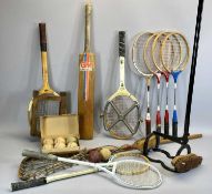 VINTAGE SPORTING EQUIPMENT - Dunn & Moore Score Master cricket bat, La Crosse stick, various