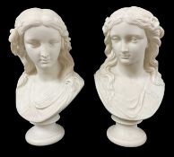 TWO COPELAND PARIAN WARE BUSTS titled 'Spring' and 'Summer', after Malempre, impressed marks and
