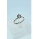 14K WHITE GOLD DIAMOND SOLITAIRE RING, the central stone measuring 1.0ct approx., having diamond set