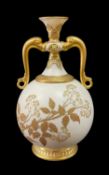ROYAL WORCESTER BONE CHINA 'PERSIAN' BOTTLE VASE, dated 1884, shape number 871, decorated in