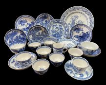 ASSORTED CHINESE BLUE & WHITE PORCELAIN TEA BOWLS & SAUCERS, 18th/19th Century, painted with