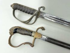 DUTCH INFANTRY OFFICER'S SWORD, with 80cm curved blade inscribed 'YZERHOUWER', brass hilt with