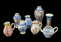 EIGHT CHINESE EXPORT PORCELAIN VESSELS, Qianlong/Jiaqing, including famille rose baluster milk