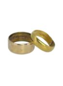 TWO YELLOW GOLD WEDDING BANDS, rubbed hallmarks / character marks, 16.5gms gross (2) Provenance: