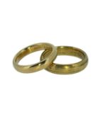 22CT GOLD WEDDING BAND, 5.7gms, together with a yellow metal wedding band (2) Provenance: private