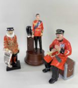THREE ROYAL DOULTON UNIFORMED FIGURES, comprising pre-war Beefeater with Illustrated London News