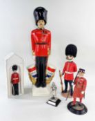 COLLECTION OF MILITARY FIGURES & FLASKS, comprising one Grenadier Guard figure flask, stamped '