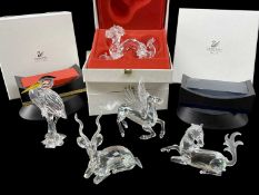 FIVE SWAROVSKI CRYSTAL 'FABULOUS CREATURES' FIGURINES including annual edition 1997 'The Dragon', in