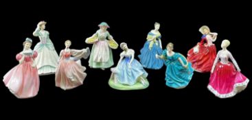 NINE VARIOUS ROYAL DOULTON FIGURINES, comprising HN2135 "Gay Morning", HN4167, "Sophia Baines"