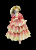 SCARCE ROYAL DOULTON FIGURINE HN1578 "The Hinged Parasol", 17cm h Comments: top of parasol chipped.