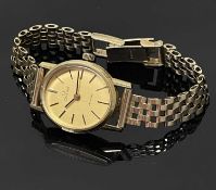 LADIES 18CT GOLD OMEGA BRACELET WRISTWATCH, Cal. 625 manual wind 17J movement, on non-Omega 9ct