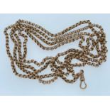 9CT GOLD GUARD CHAIN, with lobster claw clasp, appr.wt. 38.8g