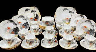 SHELLEY FORTY-PIECE PART TEA SET, decorated in 'Sunset Flowers' pattern, number 16911, comprising 12