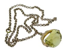 9CT GOLD CIRCLE LINK CHAIN having 9ct gold mounted revolving citrine, 14.4gms Provenance: private