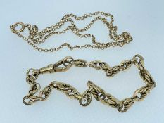 9CT GOLD FANCY LINK BRACELET, 21cms long, and 9ct gold fine chain, 19.1gms gross (2) Provenance: