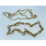 9CT GOLD FANCY LINK BRACELET, 21cms long, and 9ct gold fine chain, 19.1gms gross (2) Provenance: