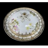 SWANSEA PORCELAIN MUFFIN DISH & COVER of circular form with moulded pineapple and feather finial