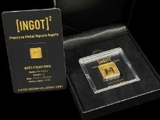 TWO GOLD INGOTS comprising 2022 Platinum Jubilee 5g gold square ingot, limited edition of 1995 in