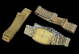 VINTAGE OMEGA SEAMASTER QUARTZ WRISTWATCH, gold plated, date aperture, together with two gold plated