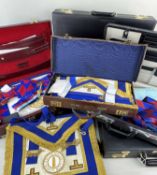 COLLECTION OF MASONIC REGALIA comprising six suitcases containing regalia relating to various lodges